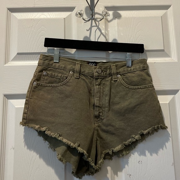 BDG High-Rise Cheeky Green Shorts - Picture 2 of 6